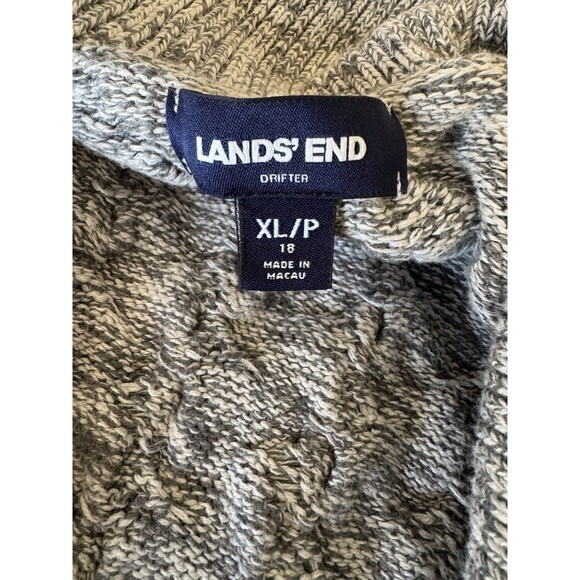 Lands' End Drifter Thick Heavy Cable-Knit Shawl Collar Cardigan Sweater XL/P 18 - Picture 6 of 8